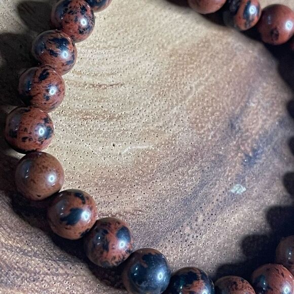Mahogany obsidian 8mm stretch bracelet beaded bracelet 7” stretch crystal healin - Picture 9 of 12